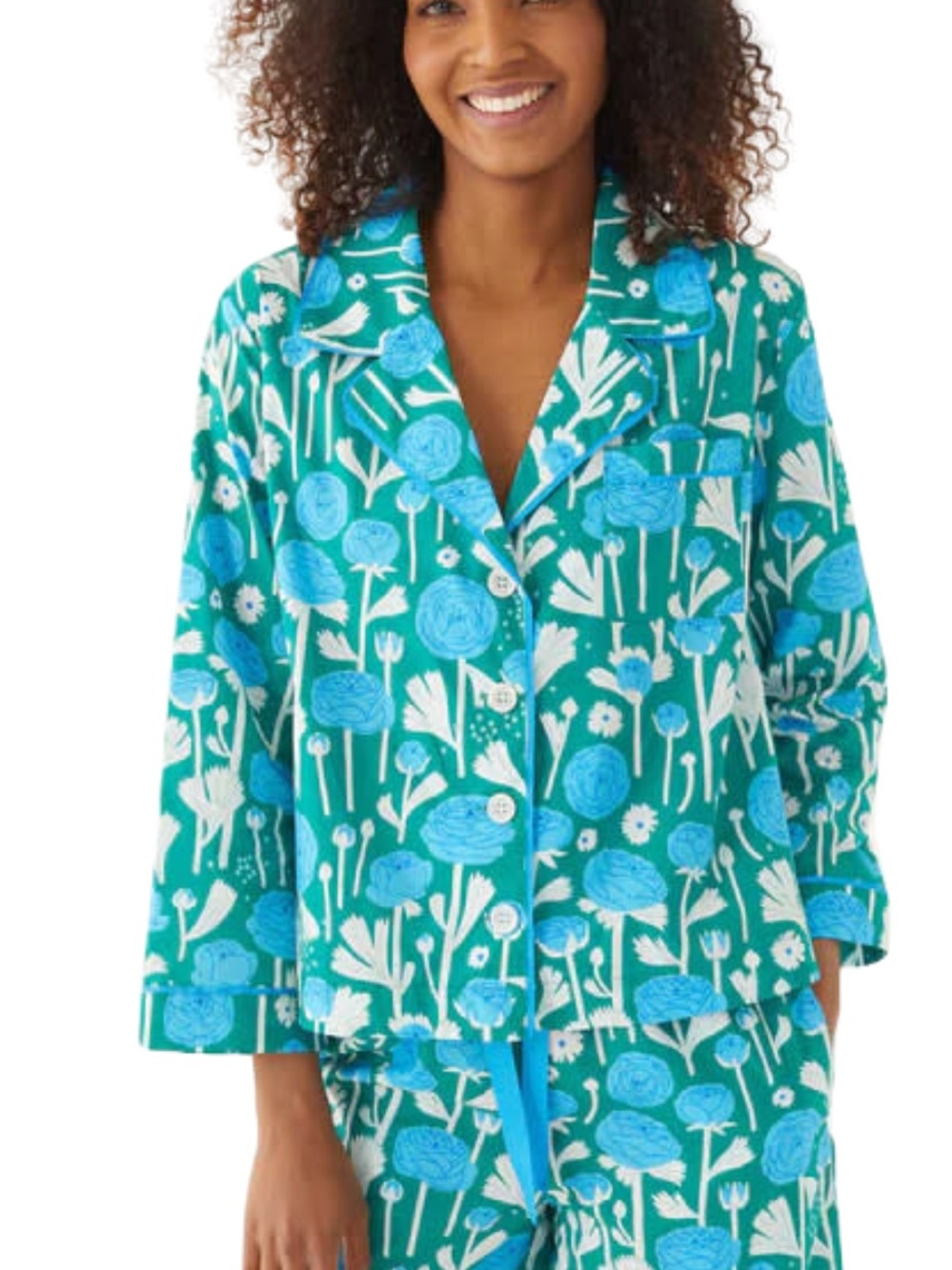 Mersea Over the Cotton Moon block print 100% cotton pajama top S